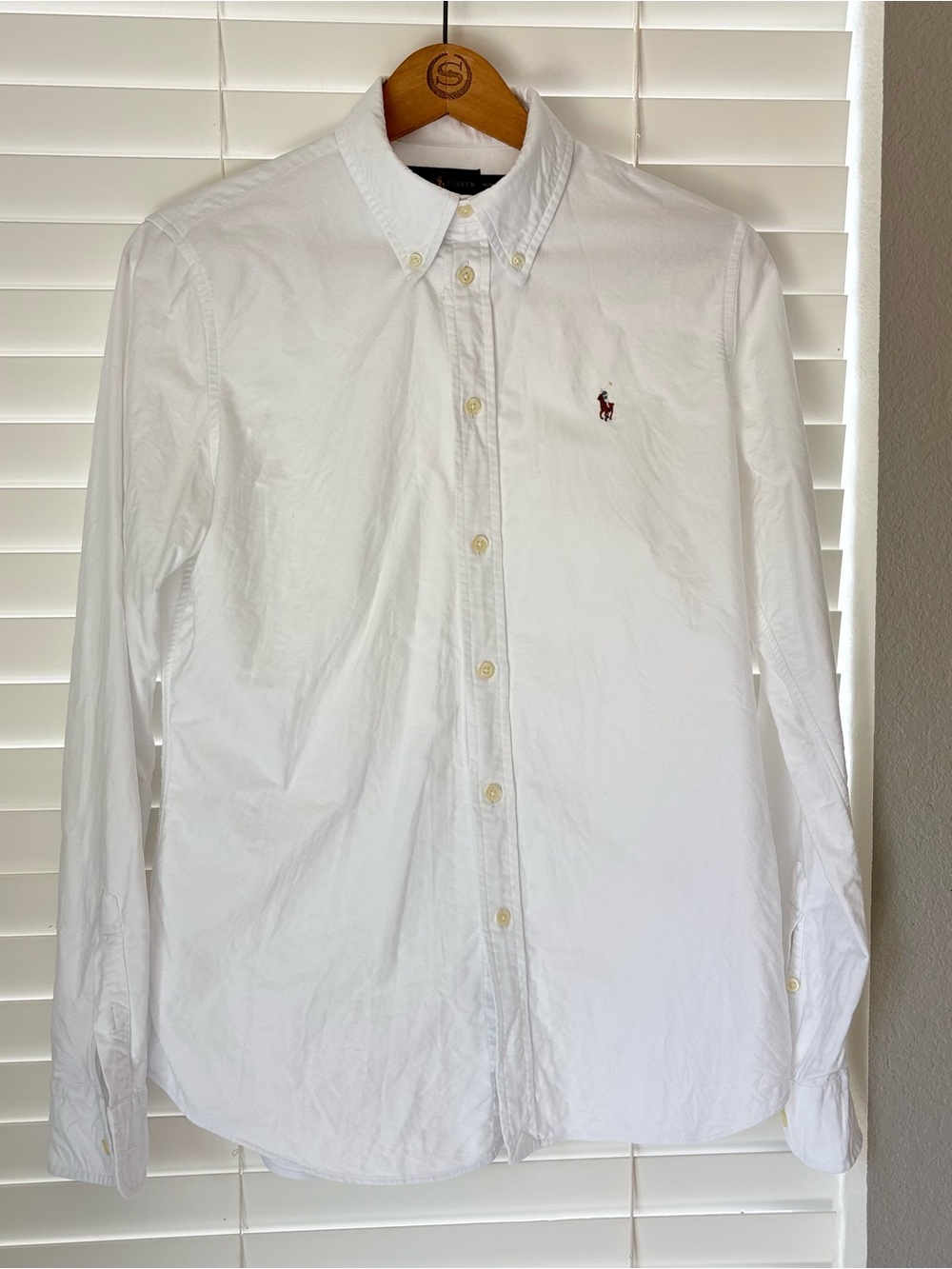 Ralph Lauren Men’s Custom Fit White Button Down Casual Shirt Long Sleeves Size M
